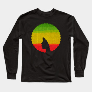 Afro Hair Woman with African Rasta Colors, Black History Long Sleeve T-Shirt
