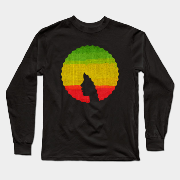 Afro Hair Woman with African Rasta Colors, Black History Long Sleeve T-Shirt by logiamerch