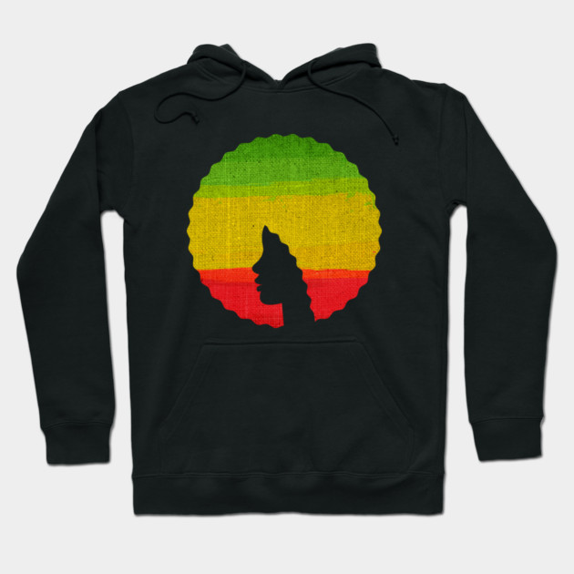 Afro Hair Woman with African Rasta Colors, Black History Hoodie by logiamerch