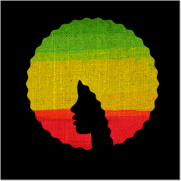 Afro Hair Woman with African Rasta Colors, Black History Wall Art by logiamerch