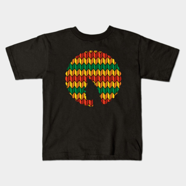 Afro Hair Woman with African Rasta Colors, Black History Kids T-Shirt by logiamerch
