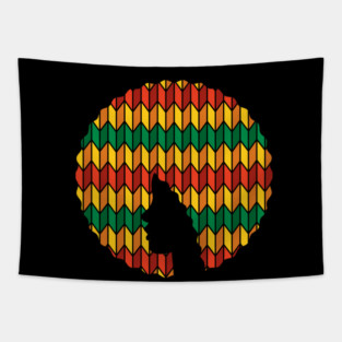 Afro Hair Woman with African Rasta Colors, Black History Tapestry