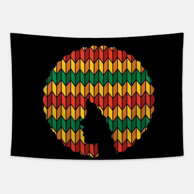 Afro Hair Woman with African Rasta Colors, Black History Tapestry by logiamerch
