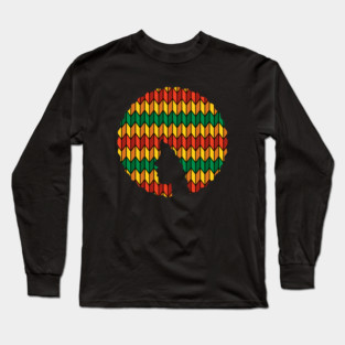 Afro Hair Woman with African Rasta Colors, Black History Long Sleeve T-Shirt