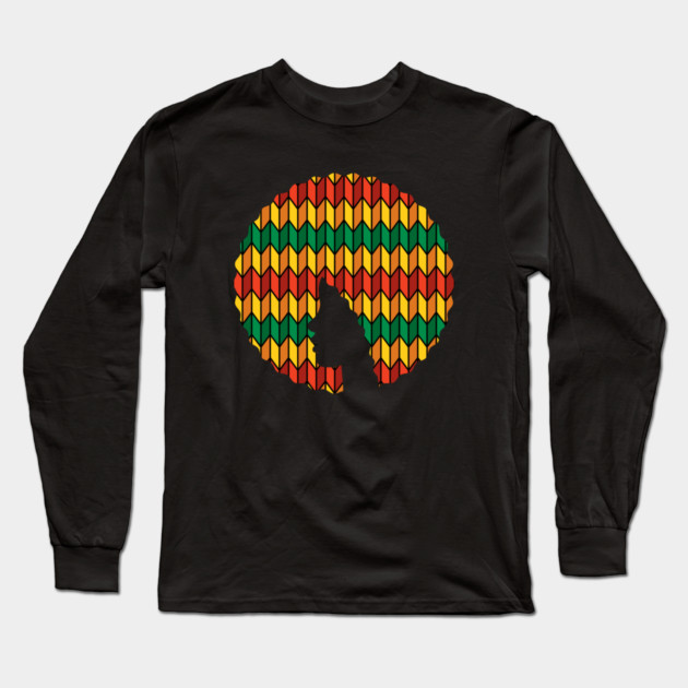 Afro Hair Woman with African Rasta Colors, Black History Long Sleeve T-Shirt by logiamerch