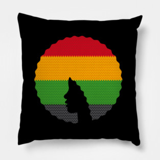 Afro Hair Woman with African Rasta Colors, Black History Pillow
