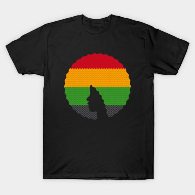 Afro Hair Woman with African Rasta Colors, Black History T-Shirt by logiamerch