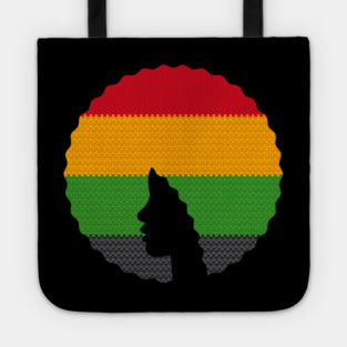 Afro Hair Woman with African Rasta Colors, Black History Tote