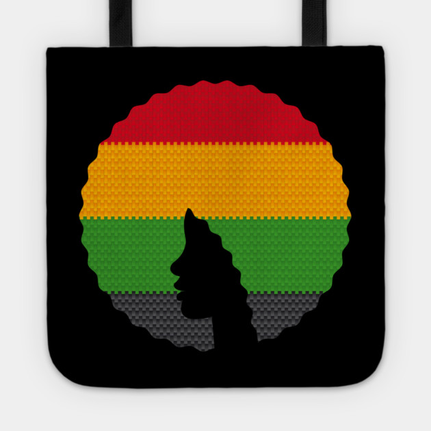 Afro Hair Woman with African Rasta Colors, Black History Tote by logiamerch