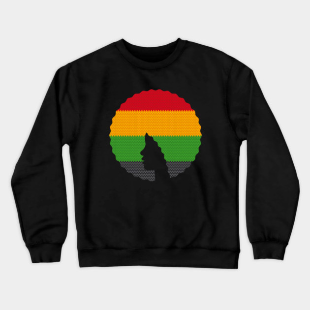 Afro Hair Woman with African Rasta Colors, Black History Crewneck Sweatshirt by logiamerch