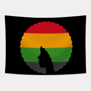 Afro Hair Woman with African Rasta Colors, Black History Tapestry