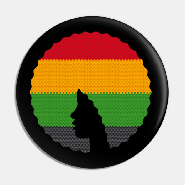 Afro Hair Woman with African Rasta Colors, Black History Pin by logiamerch