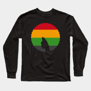 Afro Hair Woman with African Rasta Colors, Black History Long Sleeve T-Shirt