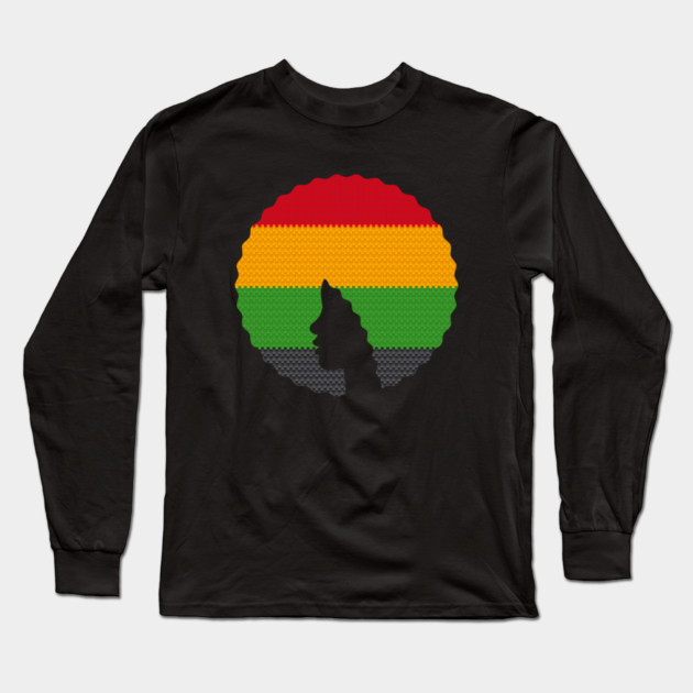 Afro Hair Woman with African Rasta Colors, Black History Long Sleeve T-Shirt by logiamerch