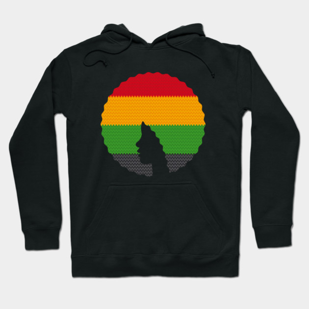 Afro Hair Woman with African Rasta Colors, Black History Hoodie by logiamerch