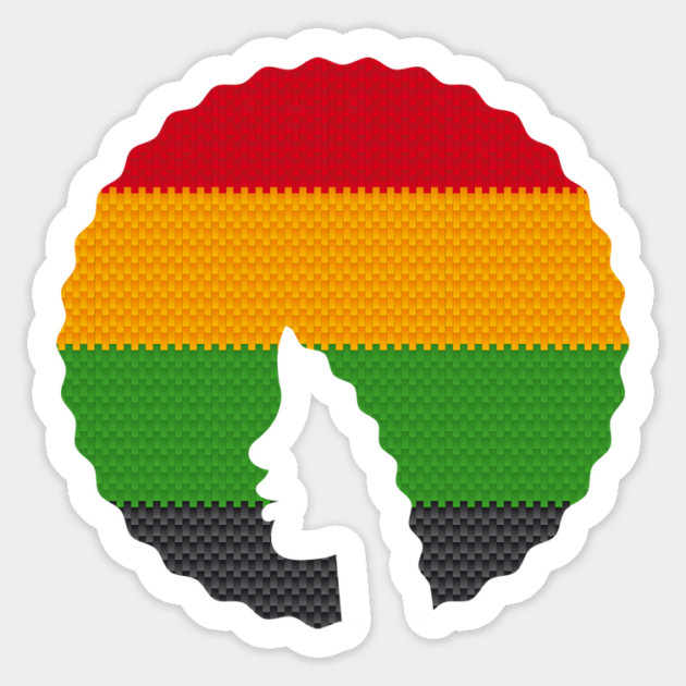 Afro Hair Woman with African Rasta Colors, Black History Sticker by logiamerch
