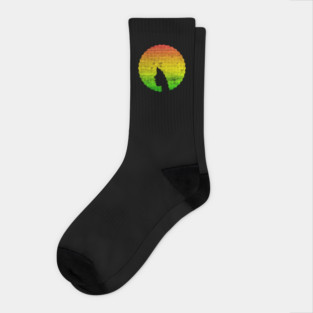 Afro Hair Woman with African Rasta Colors, Black History Socks