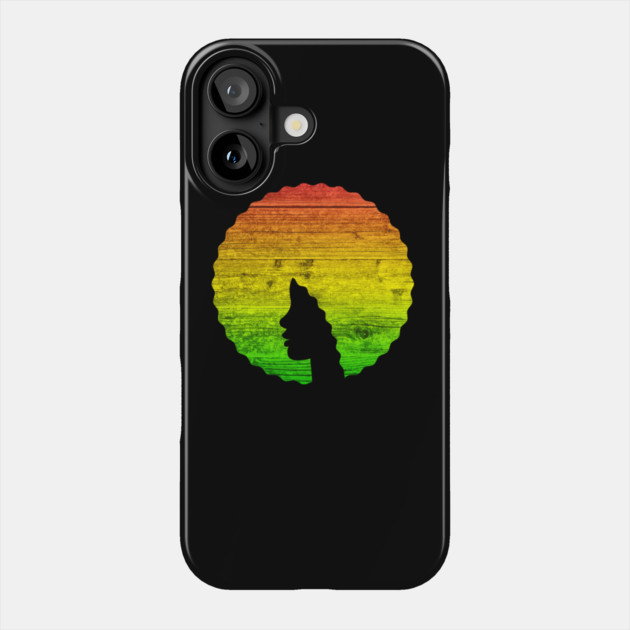 Afro Hair Woman with African Rasta Colors, Black History Phone Case by logiamerch