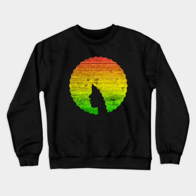 Afro Hair Woman with African Rasta Colors, Black History Crewneck Sweatshirt by logiamerch