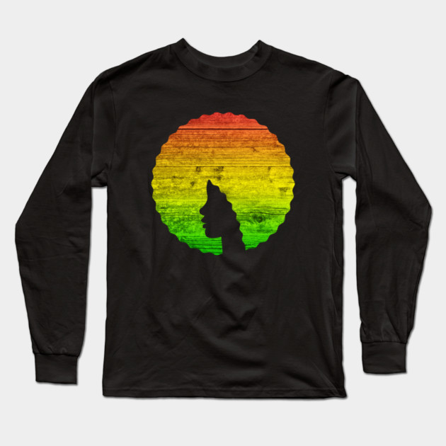 Afro Hair Woman with African Rasta Colors, Black History Long Sleeve T-Shirt by logiamerch
