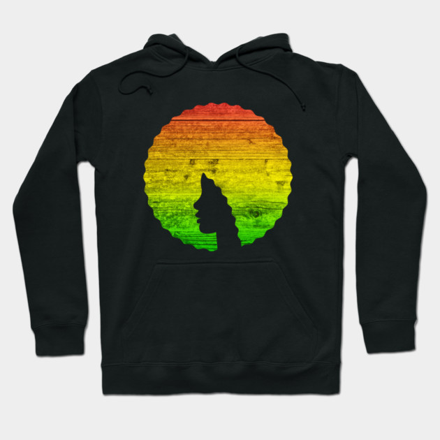 Afro Hair Woman with African Rasta Colors, Black History Hoodie by logiamerch