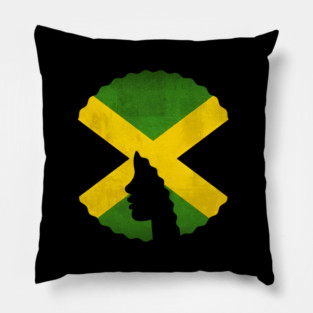 Afro Hair Woman with Jamaica Colors, Black History Pillow