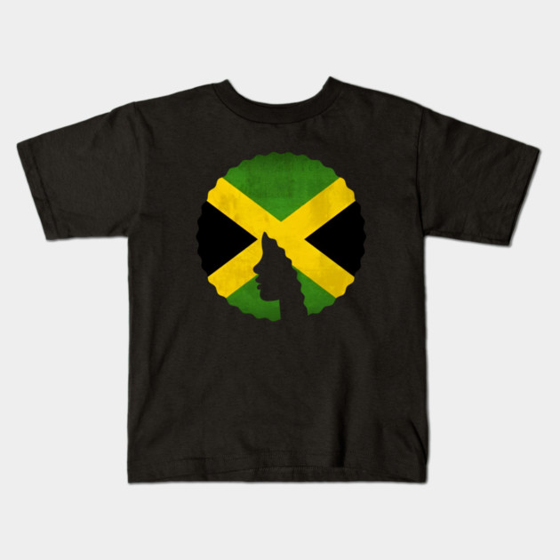 Afro Hair Woman with Jamaica Colors, Black History Kids T-Shirt by logiamerch