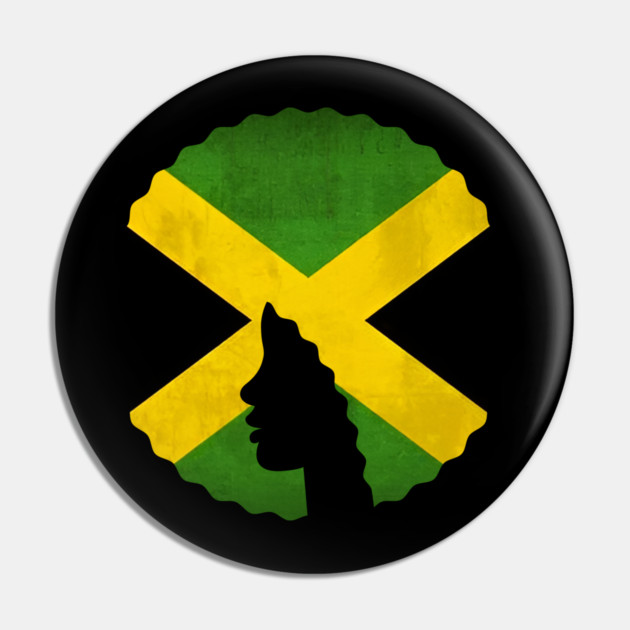 Afro Hair Woman with Jamaica Colors, Black History Pin by logiamerch