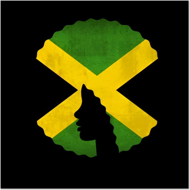 Afro Hair Woman with Jamaica Colors, Black History Wall Art by logiamerch