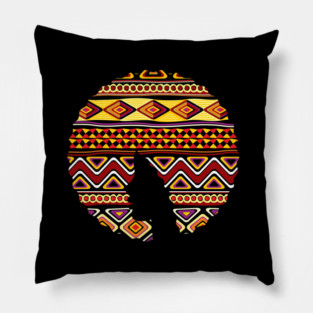 Afro Hair Woman with African Pattern, Black History Pillow