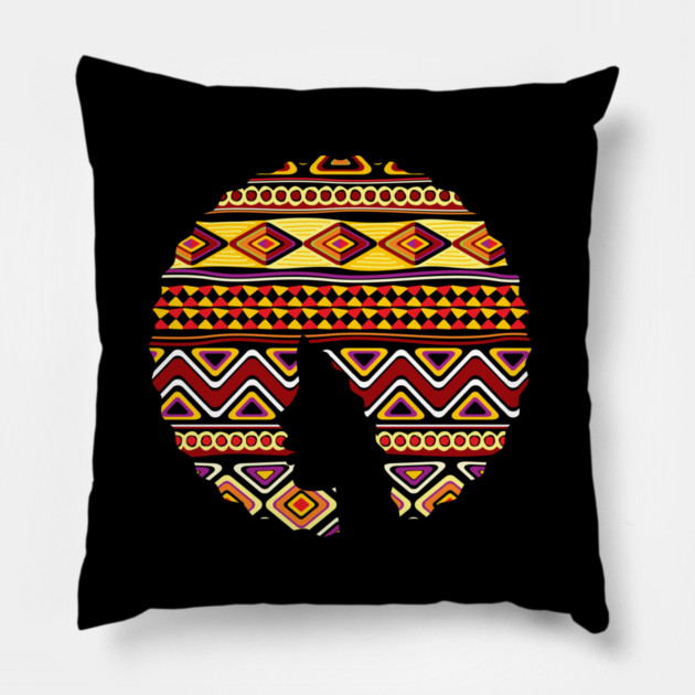 Afro Hair Woman with African Pattern, Black History Pillow by logiamerch