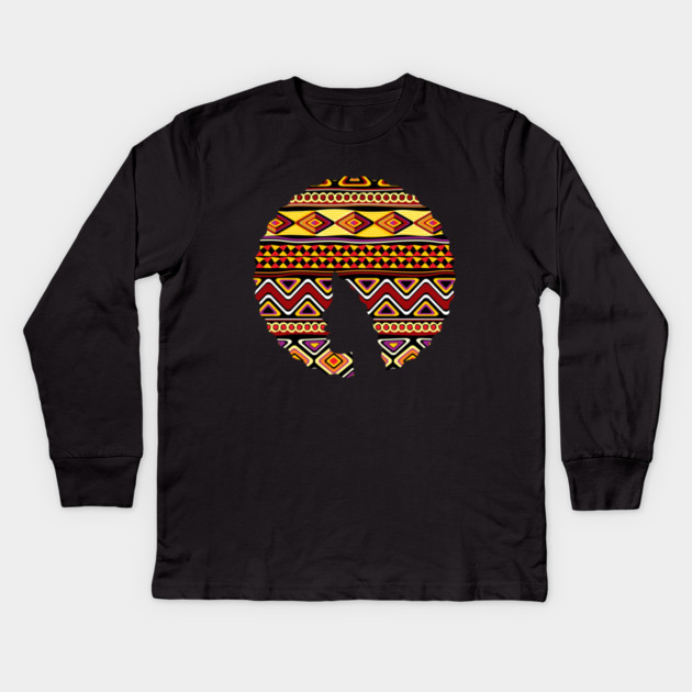 Afro Hair Woman with African Pattern, Black History Kids Long Sleeve T-Shirt by logiamerch