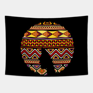 Afro Hair Woman with African Pattern, Black History Tapestry