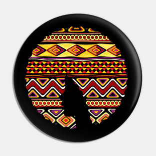 Afro Hair Woman with African Pattern, Black History Pin