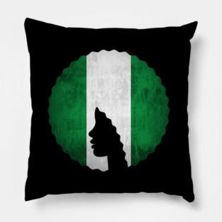 Afro Hair Woman with African Nigerian Colors, Black History Pillow
