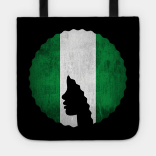 Afro Hair Woman with African Nigerian Colors, Black History Tote
