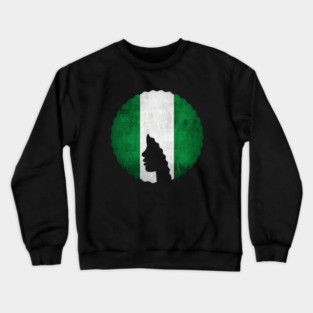Afro Hair Woman with African Nigerian Colors, Black History Crewneck Sweatshirt
