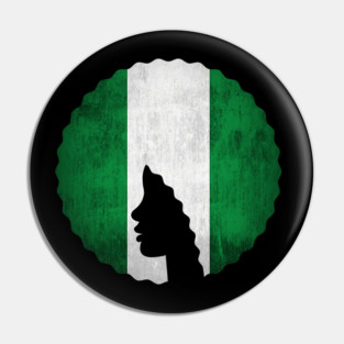 Afro Hair Woman with African Nigerian Colors, Black History Pin