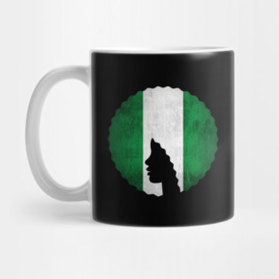 Afro Hair Woman with African Nigerian Colors, Black History Mug