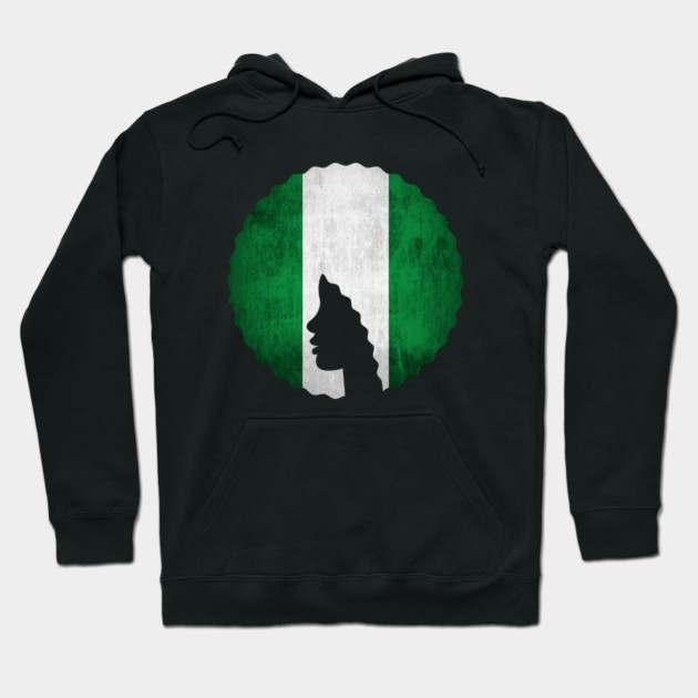 Afro Hair Woman with African Nigerian Colors, Black History Hoodie by logiamerch