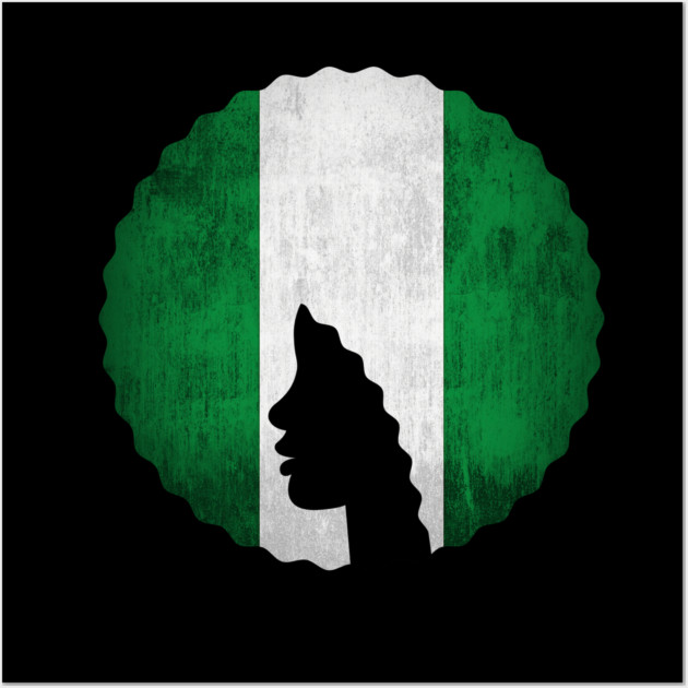 Afro Hair Woman with African Nigerian Colors, Black History Wall Art by logiamerch