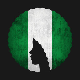 Afro Hair Woman with African Nigerian Colors, Black History T-Shirt
