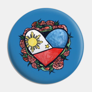 Filipino Flag Heart Pinoy Pride Pin