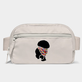 Afro Hair Woman with African Pattern Headwrap Bag