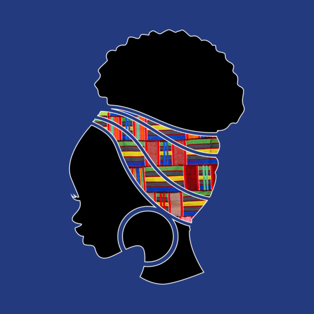 Afro Hair Woman with African Pattern Headwrap by logiamerch