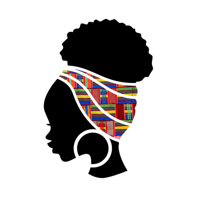 Afro Hair Woman with African Pattern Headwrap by logiamerch