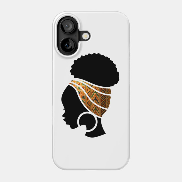 Afro Hair Woman with African Pattern Headwrap Phone Case by logiamerch