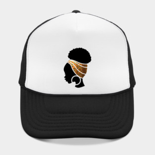 Afro Hair Woman with African Pattern Headwrap Hat