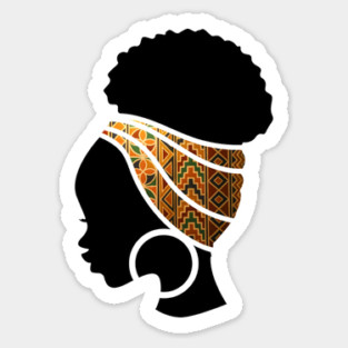 Afro Hair Woman with African Pattern Headwrap Sticker