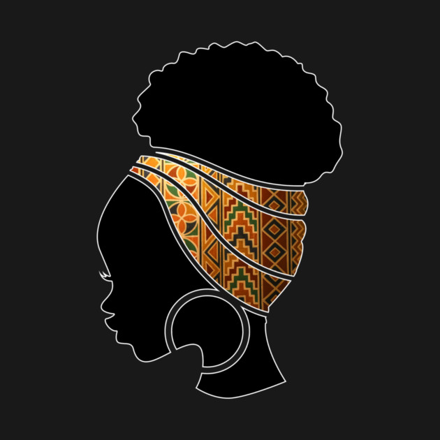 Afro Hair Woman with African Pattern Headwrap by logiamerch